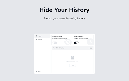 Hide my history  from Chrome web store to be run with OffiDocs Chromium online