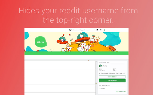 Hide My Reddit Username  from Chrome web store to be run with OffiDocs Chromium online
