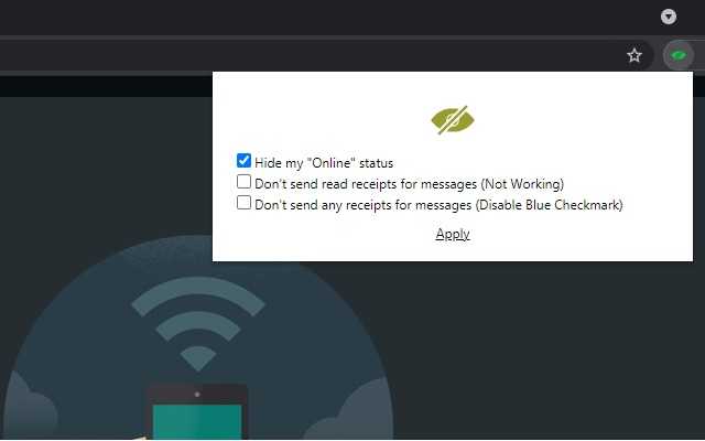 Hide Online for Whatsapp Web  from Chrome web store to be run with OffiDocs Chromium online