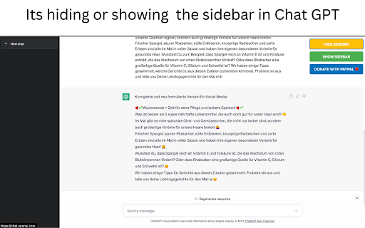 Hide Sidebar Chat GPT  from Chrome web store to be run with OffiDocs Chromium online