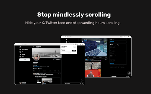 Hide the feed for X (Twitter)  from Chrome web store to be run with OffiDocs Chromium online