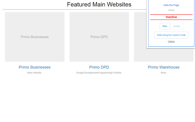 Hide the Page  from Chrome web store to be run with OffiDocs Chromium online