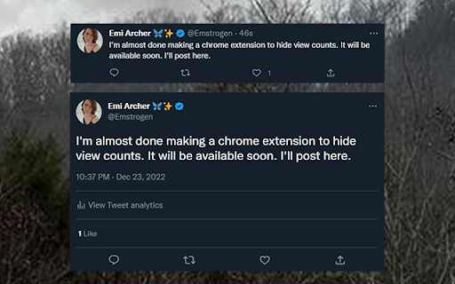 Hide Twitter View Counts  from Chrome web store to be run with OffiDocs Chromium online