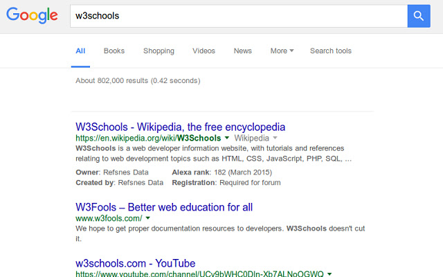 Hide W3Schools  from Chrome web store to be run with OffiDocs Chromium online