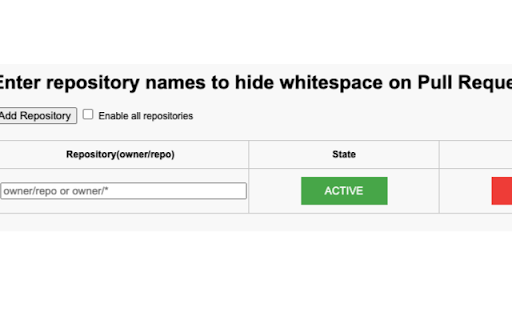 Hide Whitespace on Github PR  from Chrome web store to be run with OffiDocs Chromium online