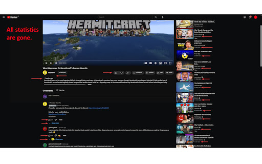 Hide YouTube Statistics  from Chrome web store to be run with OffiDocs Chromium online