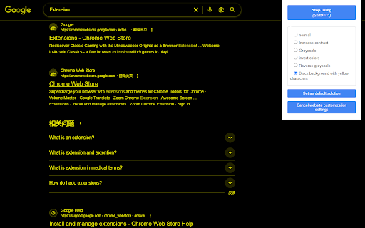 High contrast mode Dark mode Eye protection  from Chrome web store to be run with OffiDocs Chromium online