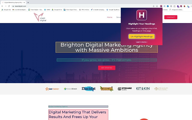 Highlight HTML Headings  from Chrome web store to be run with OffiDocs Chromium online