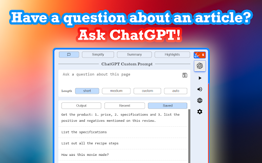 Highlights AI: Simplify reading with ChatGPT  from Chrome web store to be run with OffiDocs Chromium online