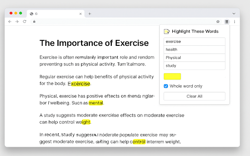 Highlight These Words  from Chrome web store to be run with OffiDocs Chromium online