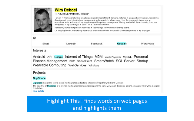Highlight This: finds and marks words  from Chrome web store to be run with OffiDocs Chromium online