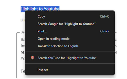 Highlight to Youtube  from Chrome web store to be run with OffiDocs Chromium online