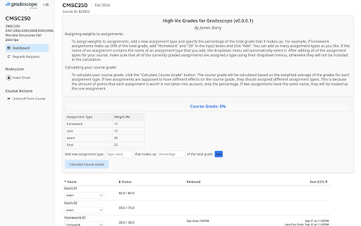 High Vis Grades for Gradescope  from Chrome web store to be run with OffiDocs Chromium online