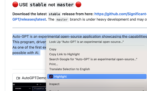 Higlighter Extension  from Chrome web store to be run with OffiDocs Chromium online