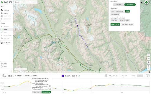 Hiking Duration Estimator for Gaia GPS  from Chrome web store to be run with OffiDocs Chromium online