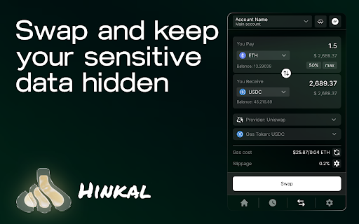 Hinkal Wallet  from Chrome web store to be run with OffiDocs Chromium online