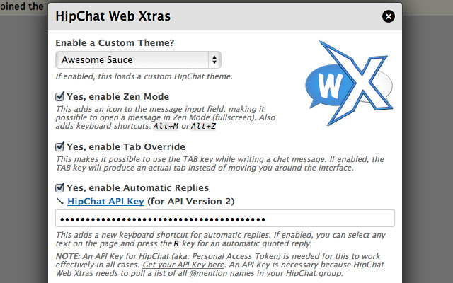 HipChat Web Xtras  from Chrome web store to be run with OffiDocs Chromium online