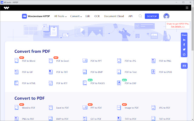 HiPDF Converter daripada kedai web Chrome untuk dijalankan dengan OffiDocs Chromium dalam talian