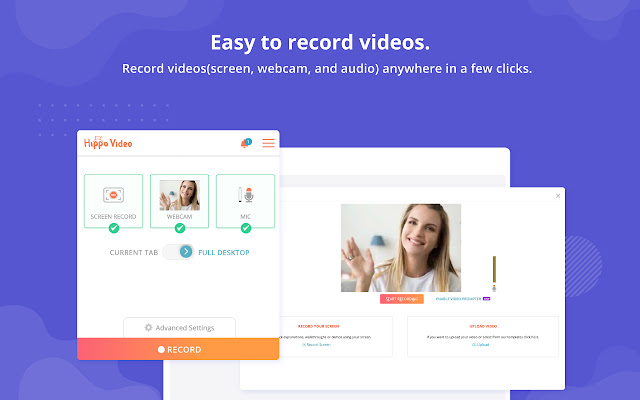 Hippo Video: Video and Screen Recorder  from Chrome web store to be run with OffiDocs Chromium online