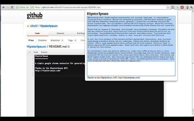 HipsterIpsum  from Chrome web store to be run with OffiDocs Chromium online