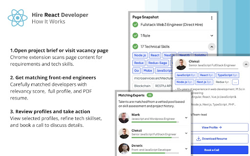 Hire React Developer  from Chrome web store to be run with OffiDocs Chromium online