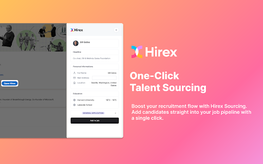 Hirex Sourcing  from Chrome web store to be run with OffiDocs Chromium online