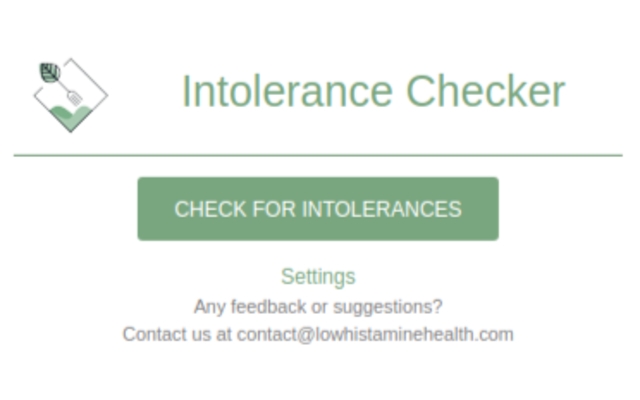 Histamine Intolerance Checker  from Chrome web store to be run with OffiDocs Chromium online