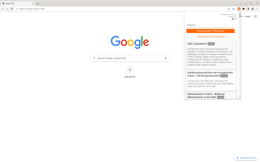 Historia Quick Launcher  from Chrome web store to be run with OffiDocs Chromium online
