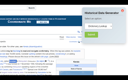 Historical Data Generator  from Chrome web store to be run with OffiDocs Chromium online