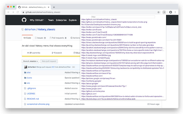 History Classic  from Chrome web store to be run with OffiDocs Chromium online