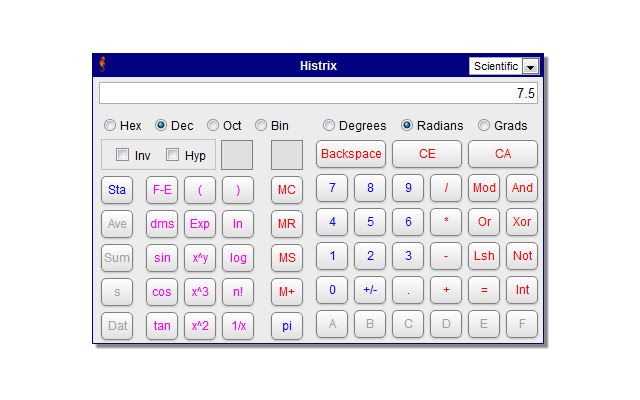 Histrix Calculator  from Chrome web store to be run with OffiDocs Chromium online