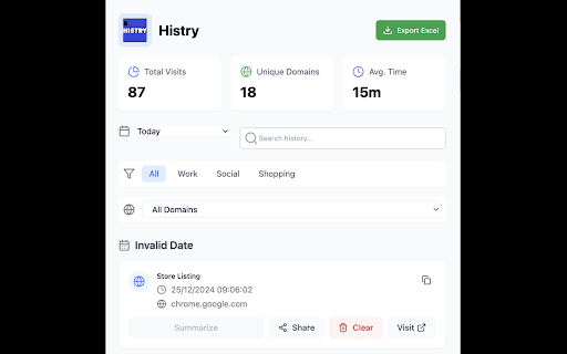 Histry  from Chrome web store to be run with OffiDocs Chromium online