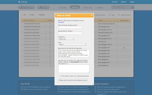 HitTail  from Chrome web store to be run with OffiDocs Chromium online