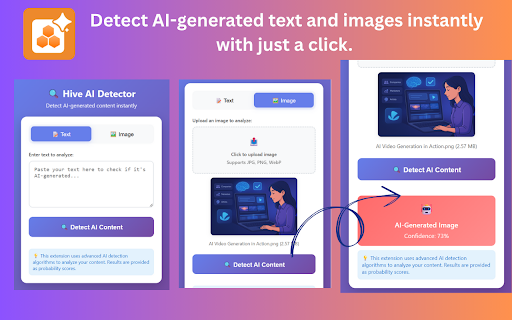 HIVE AI Detector for Chrome  from Chrome web store to be run with OffiDocs Chromium online