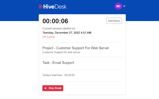 HiveDesk Time Tracker  from Chrome web store to be run with OffiDocs Chromium online