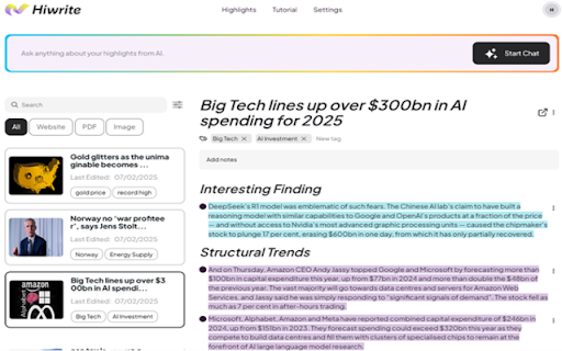 Hiwrite  from Chrome web store to be run with OffiDocs Chromium online