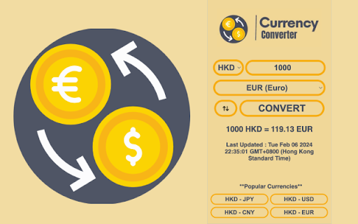HKD Currency Converter  from Chrome web store to be run with OffiDocs Chromium online