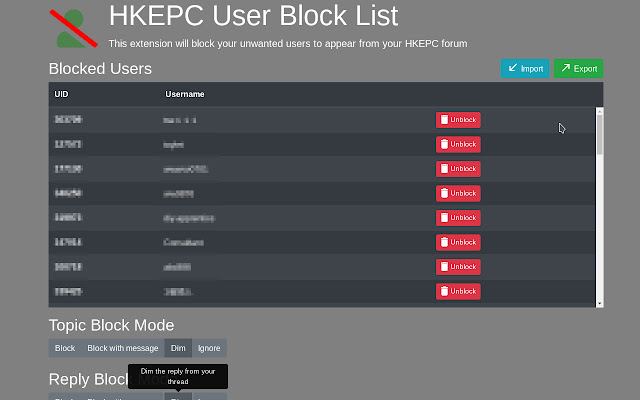 ऑफिस डॉक्स क्रोमियम ऑनलाइन के साथ चलने के लिए क्रोम वेब स्टोर से एचकेईपीसी उपयोगकर्ता ब्लॉक सूची
