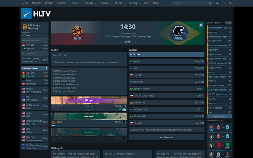 HLTV Lite  from Chrome web store to be run with OffiDocs Chromium online