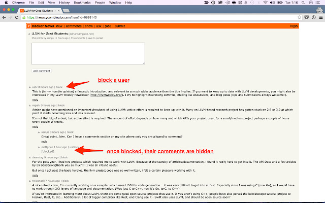 HN Blocklist  from Chrome web store to be run with OffiDocs Chromium online