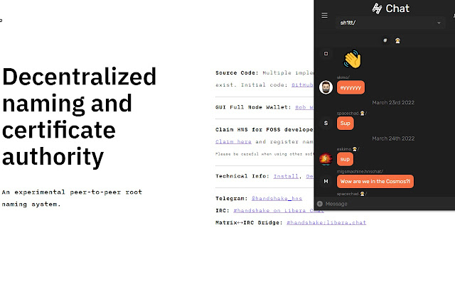 HNSchat beta  from Chrome web store to be run with OffiDocs Chromium online