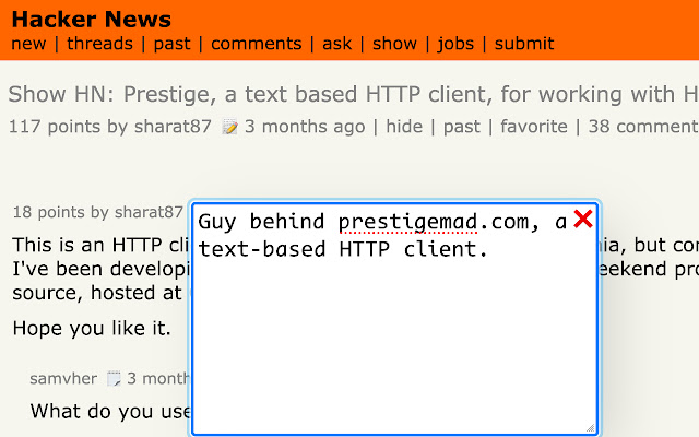 HnUserNotes  from Chrome web store to be run with OffiDocs Chromium online