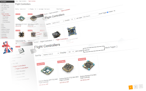 HobbyRC+ Hide Out of Stock Items  from Chrome web store to be run with OffiDocs Chromium online