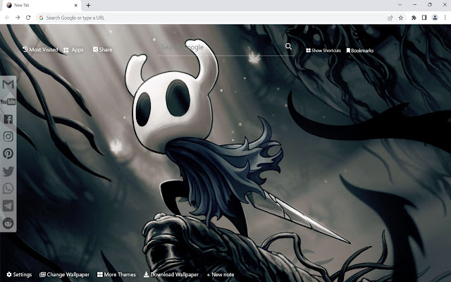 يتم تشغيل Hollow Knight Wallpaper من متجر Chrome على الويب باستخدام OffiDocs Chromium عبر الإنترنت