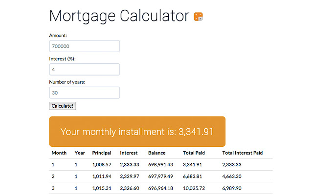 Home Mortgage Calculator  from Chrome web store to be run with OffiDocs Chromium online