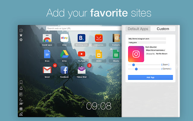 Home New Tab Page  from Chrome web store to be run with OffiDocs Chromium online