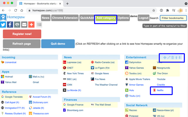 Homepaw  from Chrome web store to be run with OffiDocs Chromium online