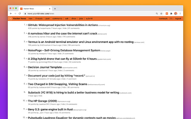 Honcho — A cleaner, nicer Hacker News  from Chrome web store to be run with OffiDocs Chromium online