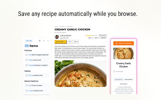 Honeydew Recipe Extension  from Chrome web store to be run with OffiDocs Chromium online