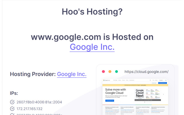 Hoos Hosting Web Hosting Detector  from Chrome web store to be run with OffiDocs Chromium online